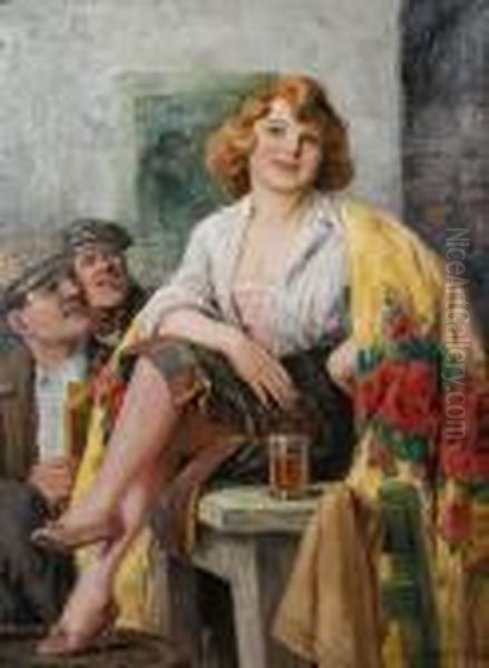 Gypsy Girl In A Tavern Oil Painting by Richard Geiger