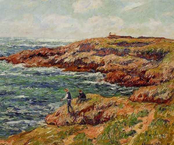 Fishermen on the Breton Coast Oil Painting by Henri Moret