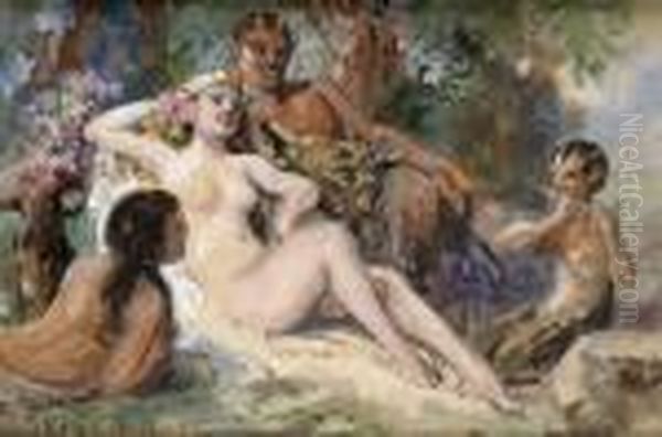 Faun Es Nimfa Oil Painting by Richard Geiger