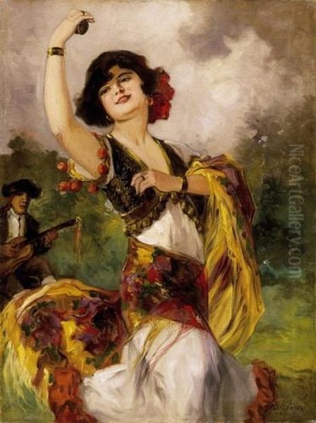 Spanish Dancer Woman Oil Painting by Richard Geiger