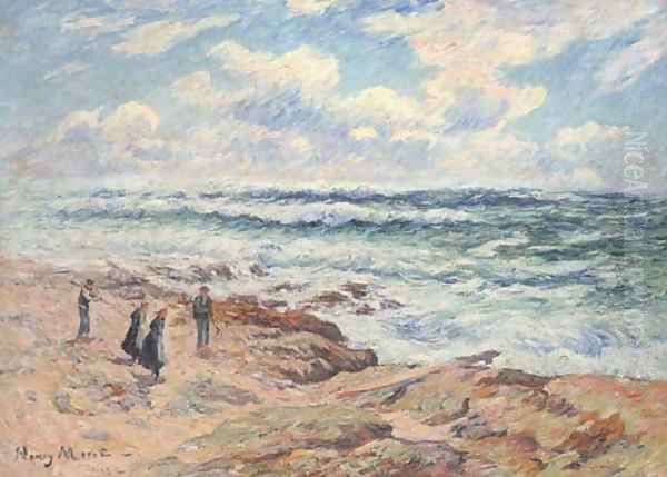 Les brisants de Pen'march, Finistere Oil Painting by Henri Moret