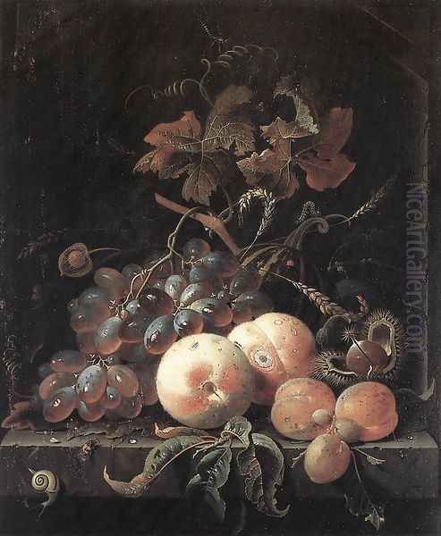 Still-Life with Fruits 1660s Oil Painting by Abraham Mignon