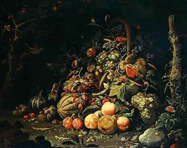 Fruit basket Oil Painting by Abraham Mignon