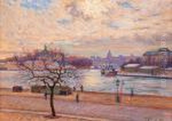 Motif From Strandvagen In Stockholm Oil Painting by Anton Genberg