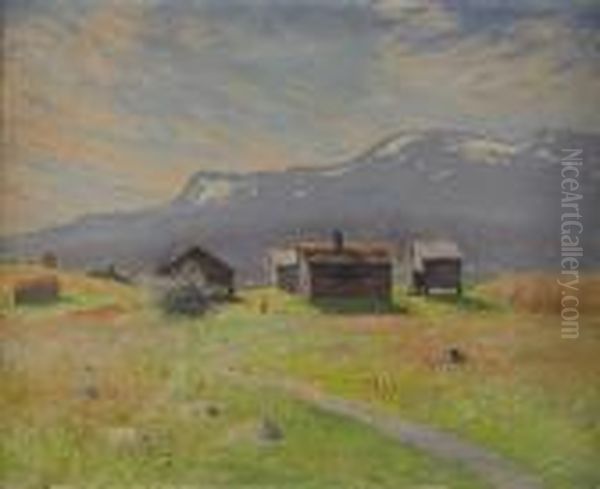 Norrlandsk Fabovall Oil Painting by Anton Genberg