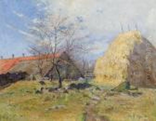 Varlandskap Oil Painting by Anton Genberg