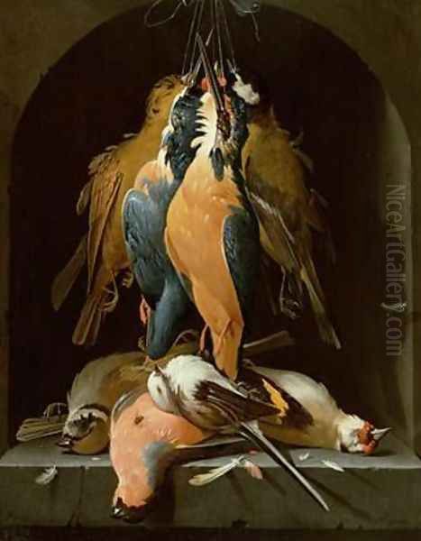 Still life of birds Oil Painting by Abraham Mignon