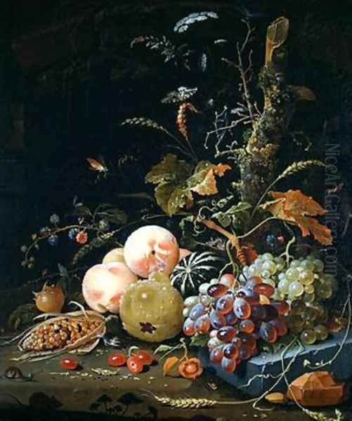 Still life of a forest floor Oil Painting by Abraham Mignon