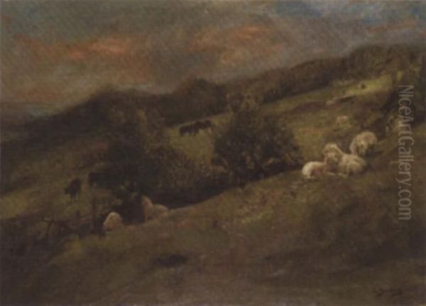 Sheep Oil Painting by Anton Genberg