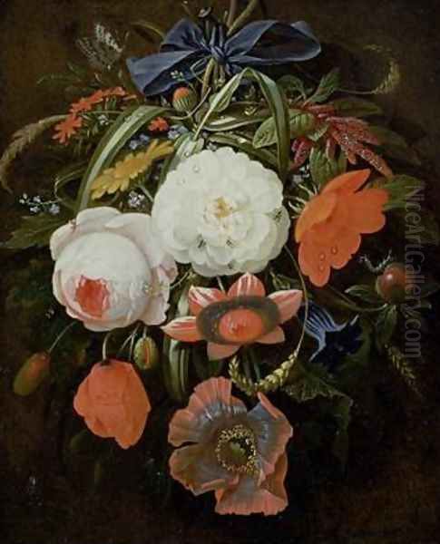 Still Life of Hanging Flowers Oil Painting by Abraham Mignon