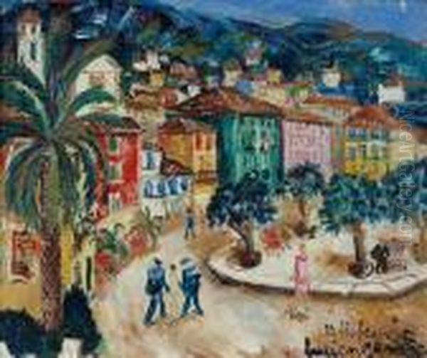 Vue De Villefranche Oil Painting by Lucien Genin