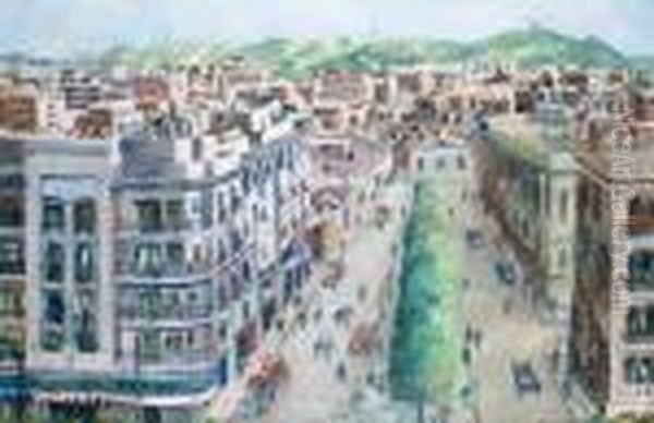 Boulevard A Nice Oil Painting by Lucien Genin