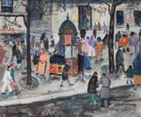 Un Mardi-gras Sur Les Grands Boulevards Oil Painting by Lucien Genin