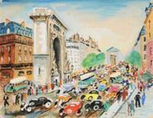 La Porte Et Le Boulevard De St Oil Painting by Lucien Genin