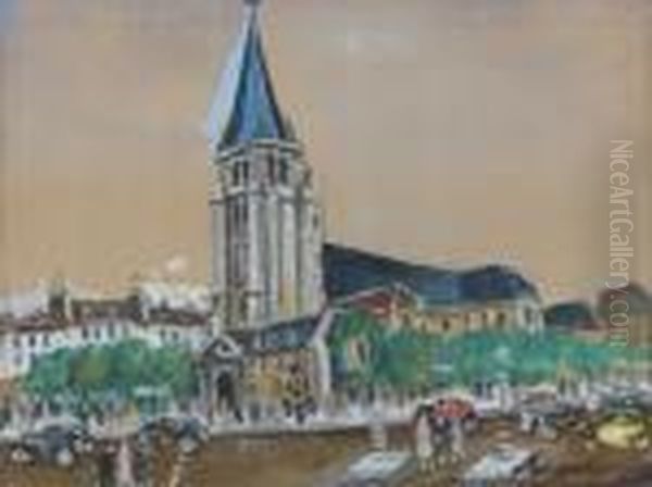 Saint-germain-des-pres Oil Painting by Lucien Genin