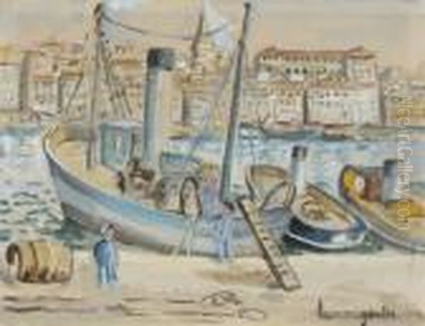 Le Port De Marseille Oil Painting by Lucien Genin