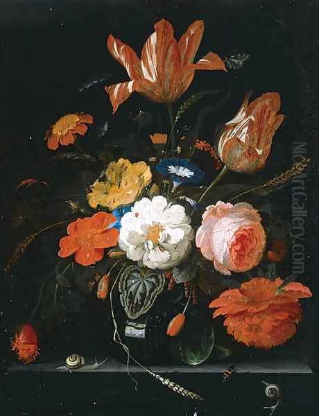 Vase of flowers Oil Painting by Abraham Mignon