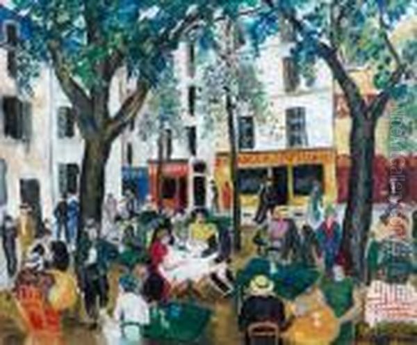 Restaurant, Place Du Tertre Oil Painting by Lucien Genin