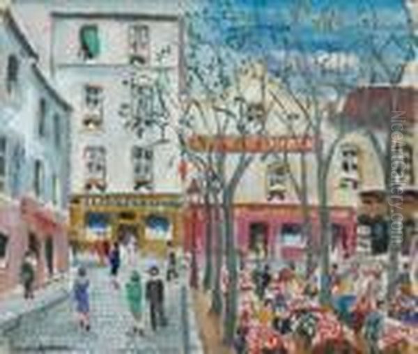 La Place Du Tertre Oil Painting by Lucien Genin