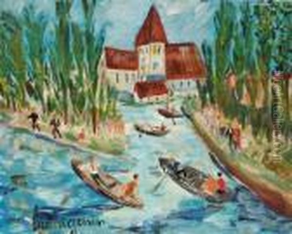 Canotage Sur La Marne Oil Painting by Lucien Genin