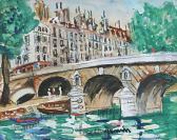 Lepont-marie, Les Quais De Seine Oil Painting by Lucien Genin