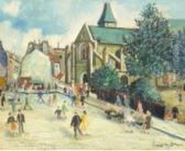 L'eglise St Medard Oil Painting by Lucien Genin