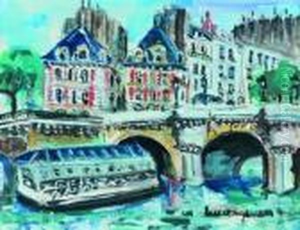 Paris: L'ile De La Cite Et Le Pont Neuf Oil Painting by Lucien Genin