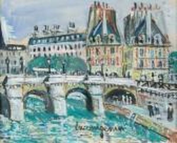 Le Pont Neuf A Paris Oil Painting by Lucien Genin