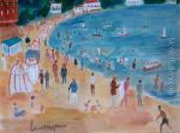 La Plage. Oil Painting by Lucien Genin