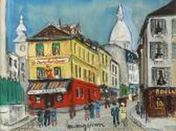 Montmartre, La Rue Norvins Oil Painting by Lucien Genin