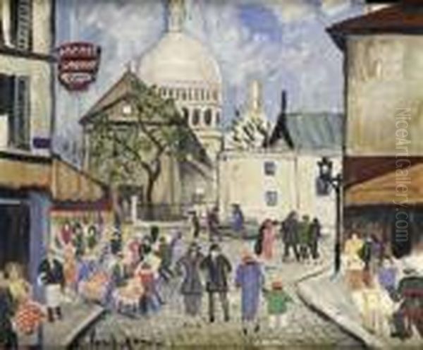 Montmartre, Le Sacre Coeur Oil Painting by Lucien Genin