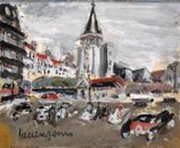 L'eglise Saint Germain Des Pres Oil Painting by Lucien Genin