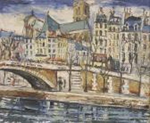 Saint-gervais Et Les Quais Oil Painting by Lucien Genin