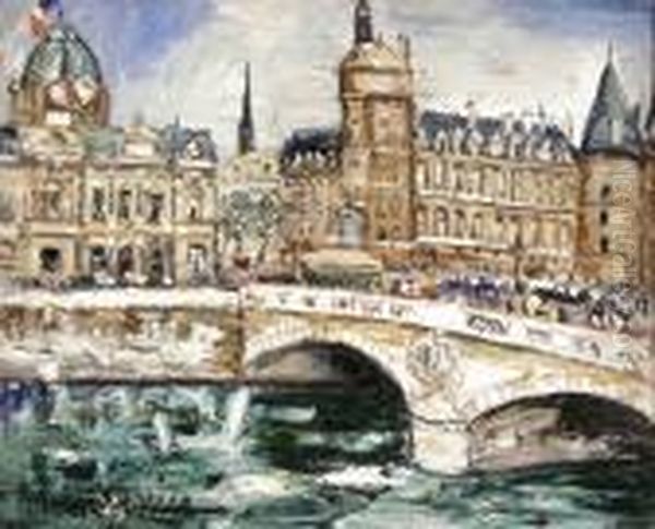 Les Quais Et La Conciergerie Oil Painting by Lucien Genin