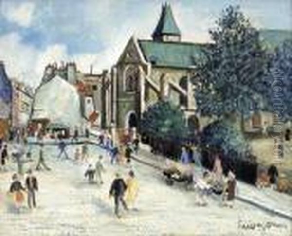 L'eglise Saint Medard Oil Painting by Lucien Genin