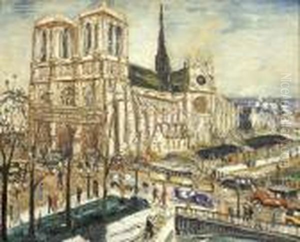 Notre-dame Oil Painting by Lucien Genin