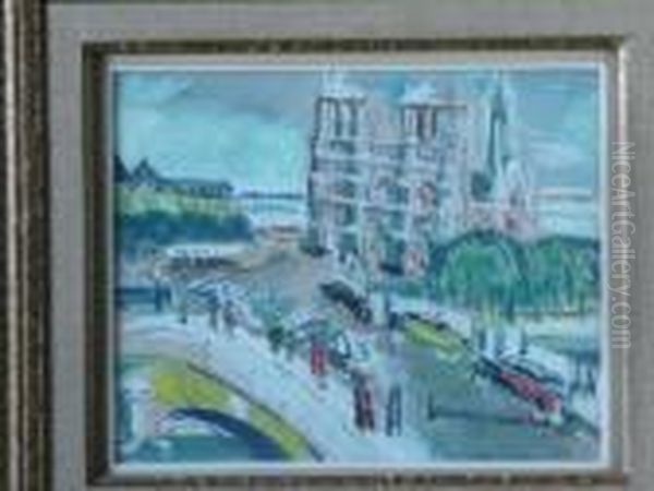 Paris, Notre Dame Oil Painting by Lucien Genin