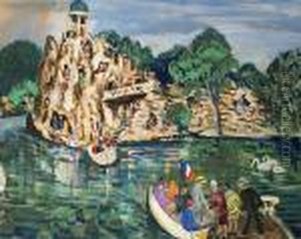 Le Jardin Des Buttes Chaumont Oil Painting by Lucien Genin