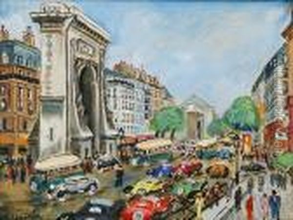 Paris, La Porte Saint-denis Oil Painting by Lucien Genin