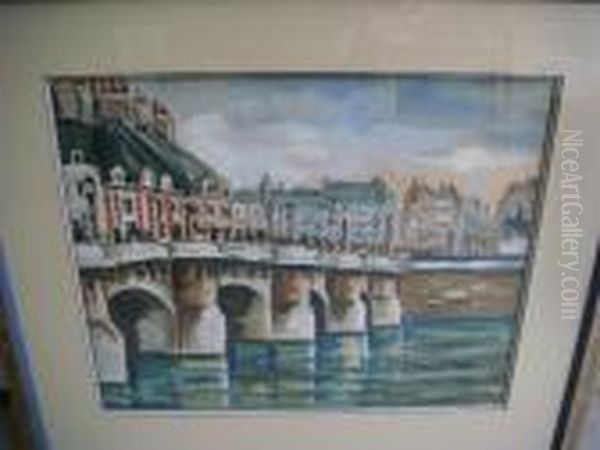 Le Pont Neuf Et La Statue D'henri Iv Oil Painting by Lucien Genin