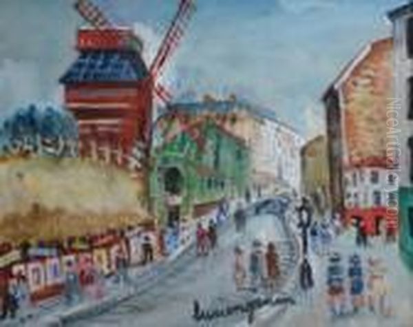 Le Moulin Rouge Oil Painting by Lucien Genin