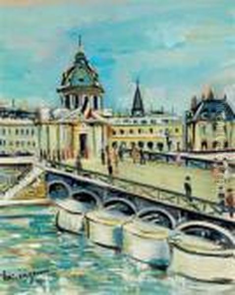 Le Pont Des Arts A Paris Oil Painting by Lucien Genin