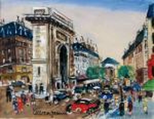 Sur Les Boulevards Oil Painting by Lucien Genin