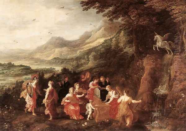 Helicon or Minerva's Visit to the Muses Oil Painting by Joos De Momper