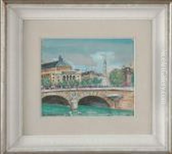 La Seine A Paris Oil Painting by Lucien Genin