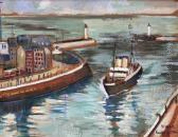 Le Port De Dieppe Oil Painting by Lucien Genin