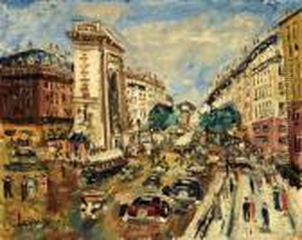 Paris : La Porte Saint-denis Oil Painting by Lucien Genin