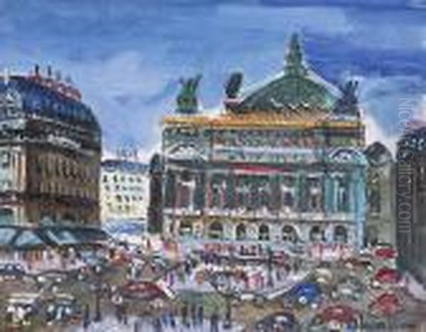 Paris, La Place De L?opera Oil Painting by Lucien Genin