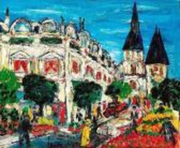 L'entree D'un Grand Hotel, Bordeaux Oil Painting by Lucien Genin