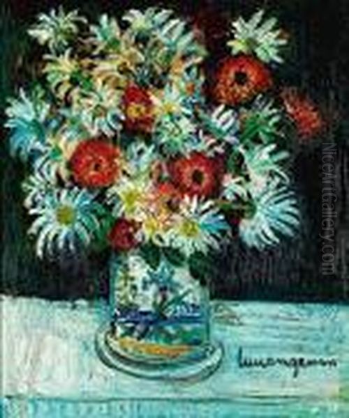 Bouquet De Fleurs Oil Painting by Lucien Genin